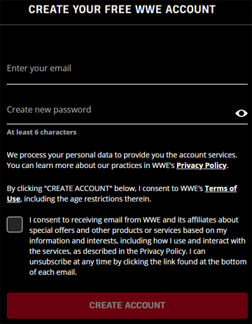 Create Your Free WWE Account