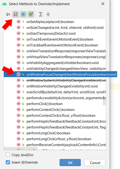 Select Methods to Override/Implement