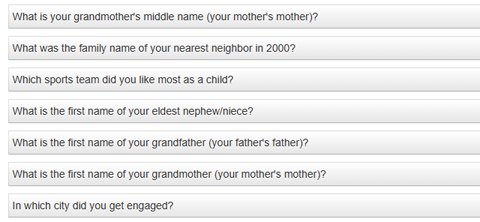 Select Your Security Questions