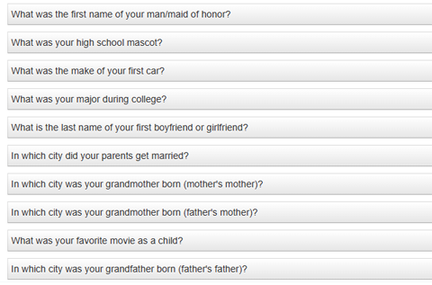 Select Your Security Questions