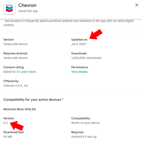 Chevron About this app